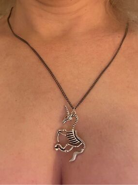 Hand-Crafted Silver Unicorn Skeleton Pendant Necklace